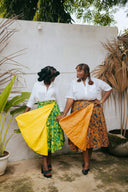 Yellow Palm Reversible Wrap Skirt