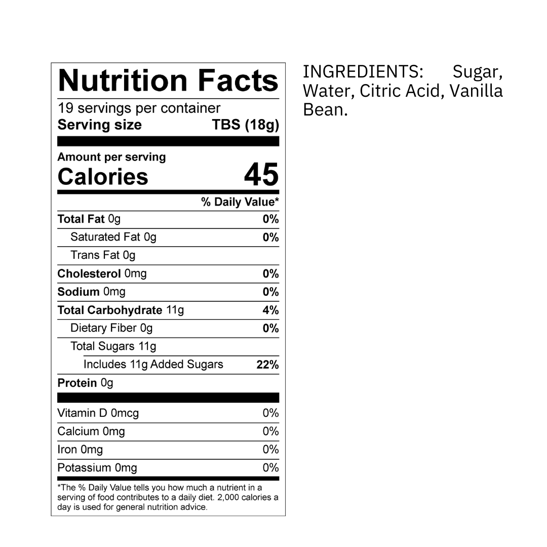 Mexican Vanilla Bean Flavored Syrup