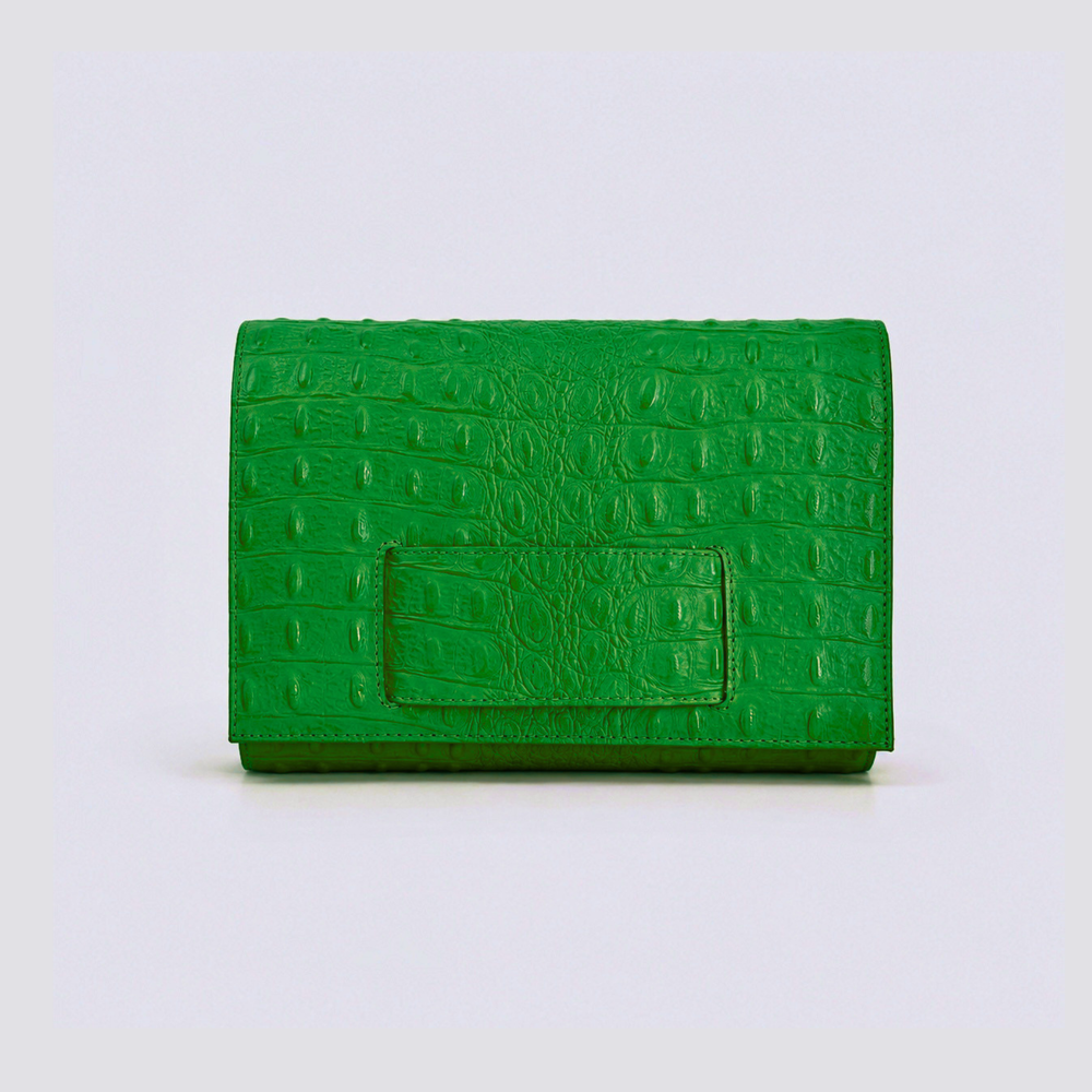 KD Hand Clutch / Embossed - Kelly Green Croc