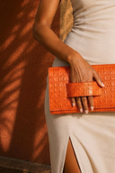 KD Hand Clutch / Embossed - Orange Croc