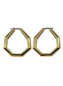Octagon Hoop Earrings Large Gold