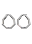 Octagon Hoop Earrings Large Silver