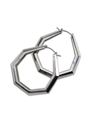 Octagon Hoop Earrings Large Silver
