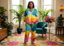 ABEILLE CREATIONS- Langa Design- Women's Silky Pajama Set