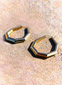 Octagon Hoop Earrings Large Gold