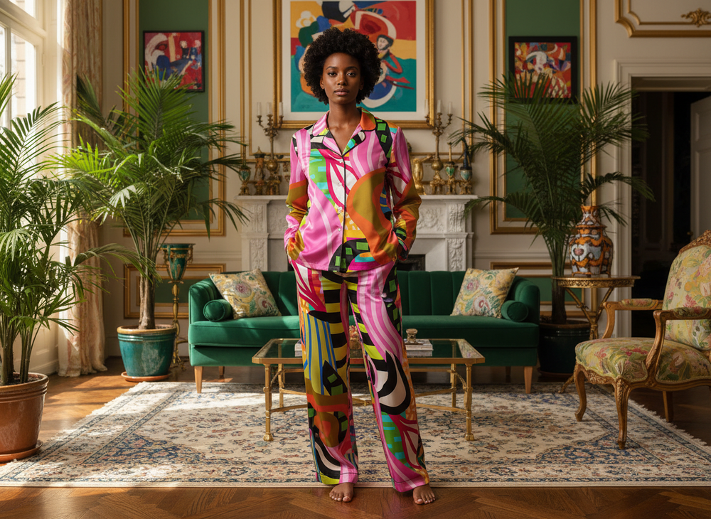 ABEILLE CREATIONS- Lenani Design- Women's Silky Pajama Set
