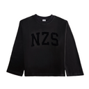 Cotton Black Initialed No-Rib Sweatshirt