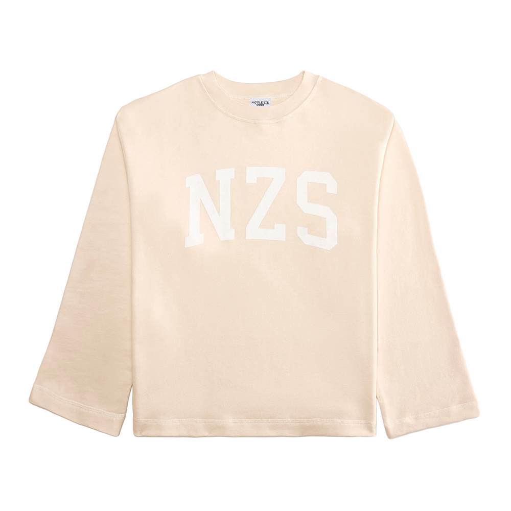 Cotton Off-White Initialed No-Rib Sweatshirt