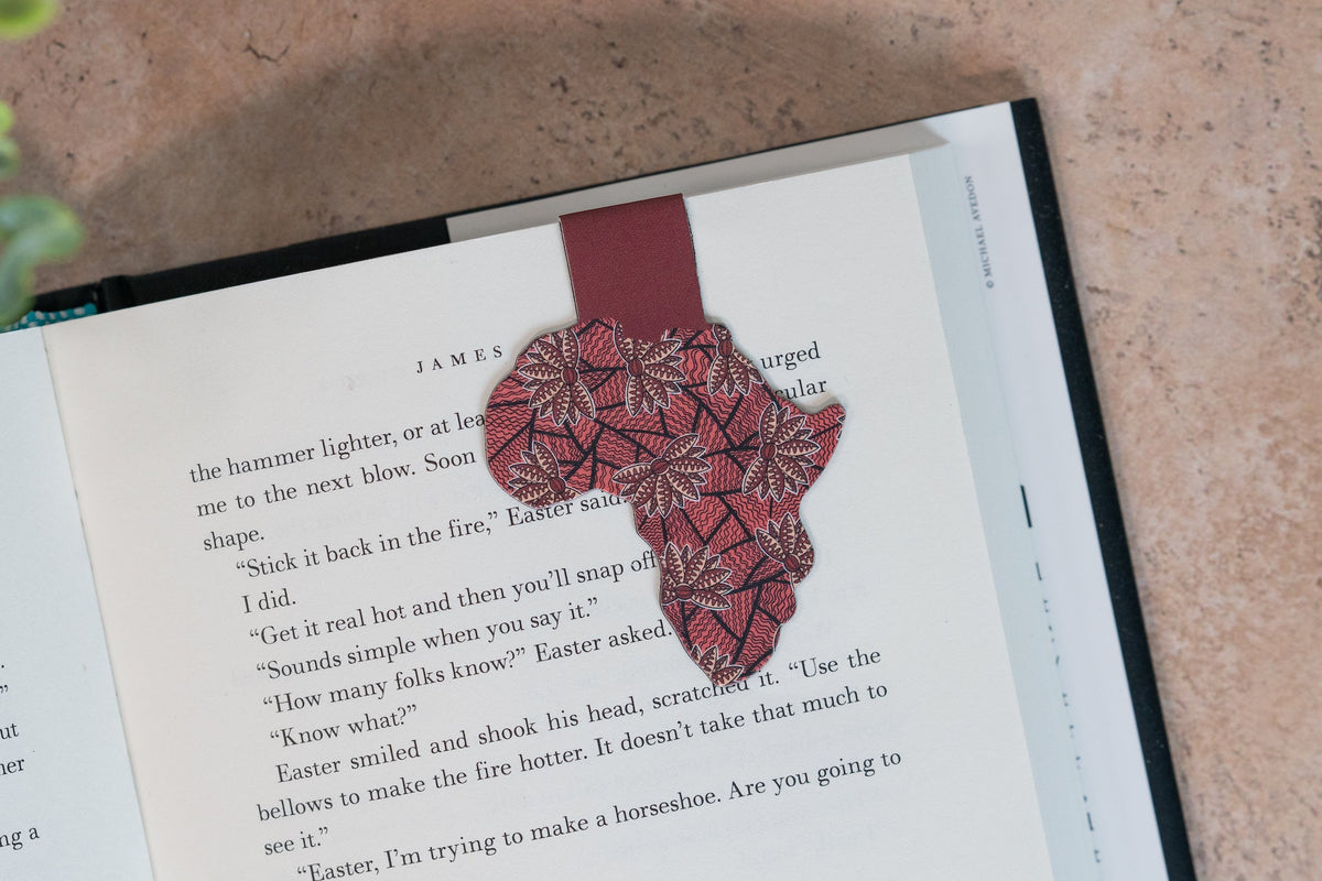 Magnetic Bookmark - African Print (Red Blossom)