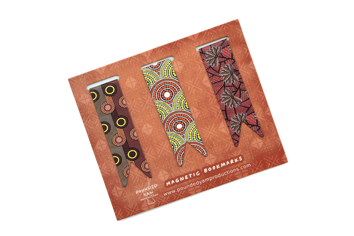 Magnetic Bookmark Set - African Print (Red Blossom, BP, Red and Yellow)