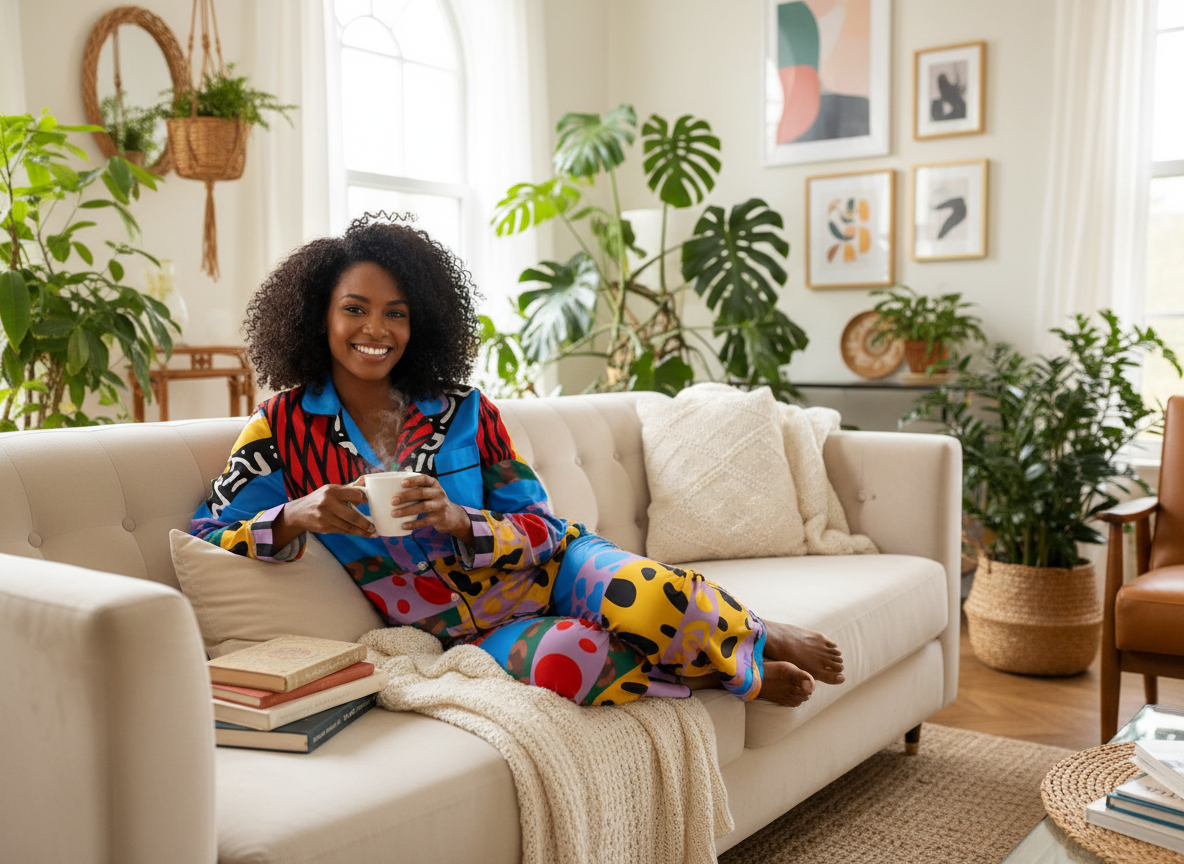 ABEILLE CREATIONS- Makena Design- Women's Silky Pajama Set