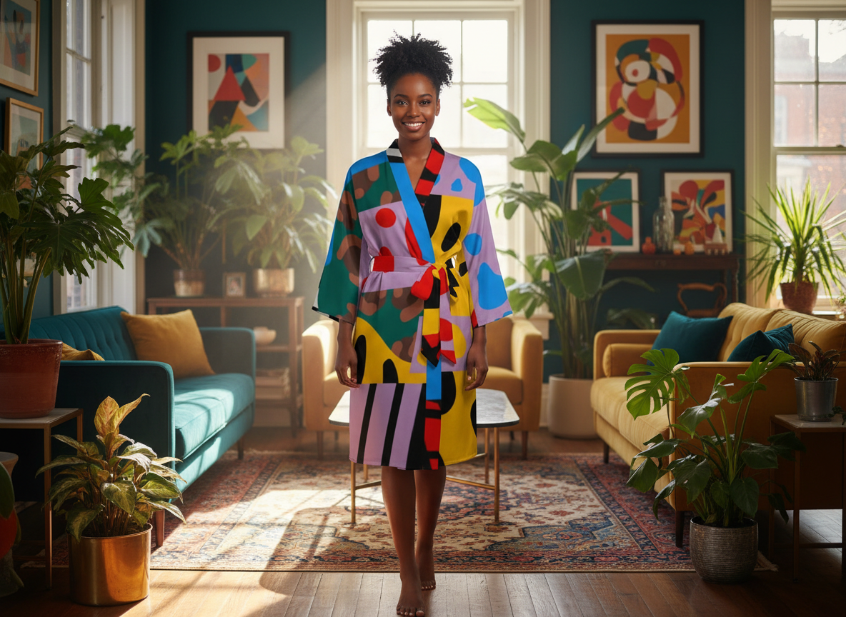 Makena Design- Women’s Satin-Feel Kimono Robe (Short)