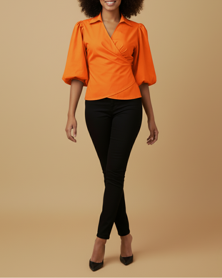 Mali 3/4 Bishop Sleeve Tie Top