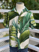 Coradorables BOYS Monstera 21 Ivory S/S "Kalani" Aloha Shirt