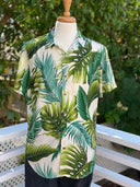 Cora Spearman Hawaii MENS Monstera 21 Ivory S/S "Kalani" Aloha Shirt