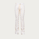 Scaled White Patchwork Denim Flare Pants