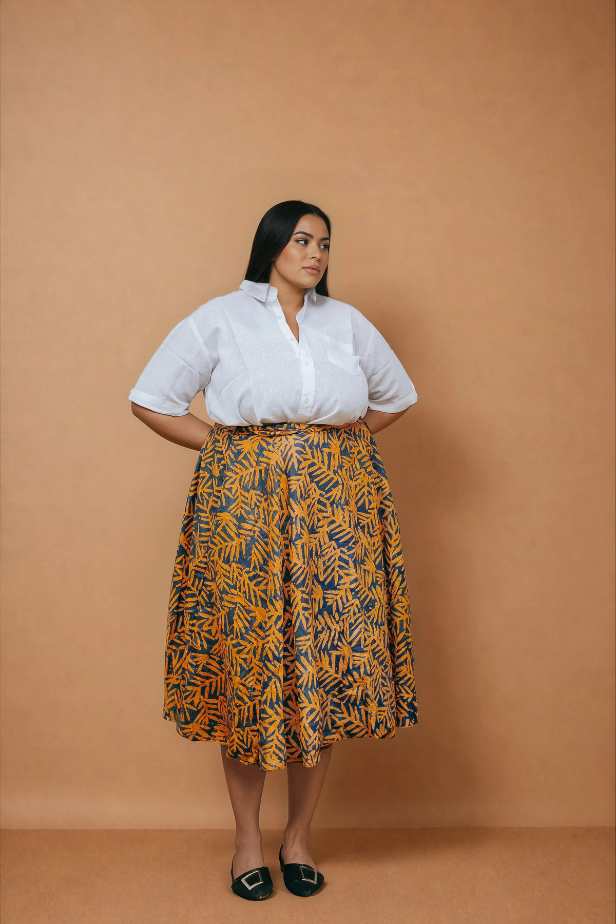 Orange Palm Reversible Wrap Skirt