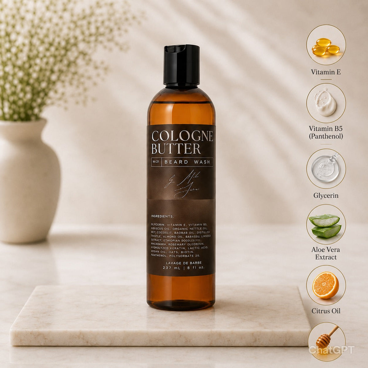 Unscented Beard Wash for Men