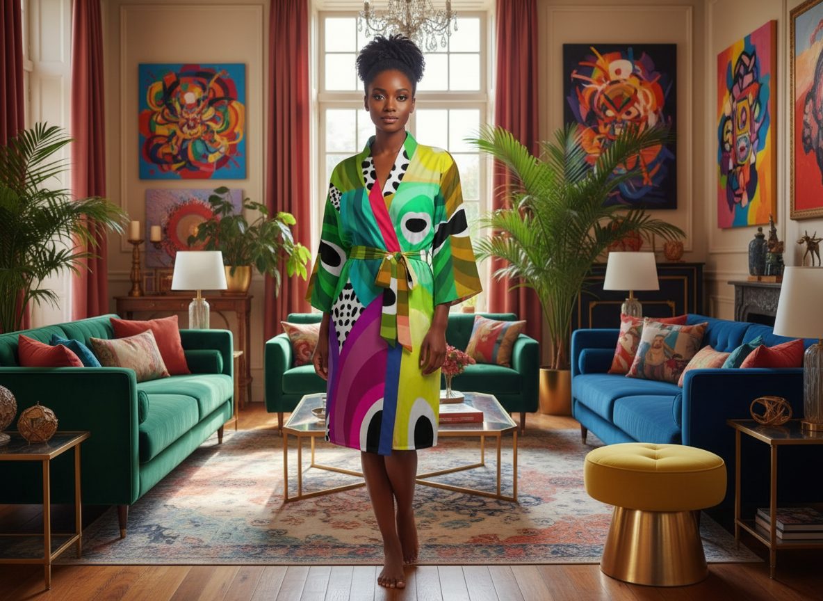 Pendo Design- Women’s Satin-Feel Kimono Robe (Short)