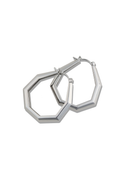 Octagon Hoop Earrings Small Silver