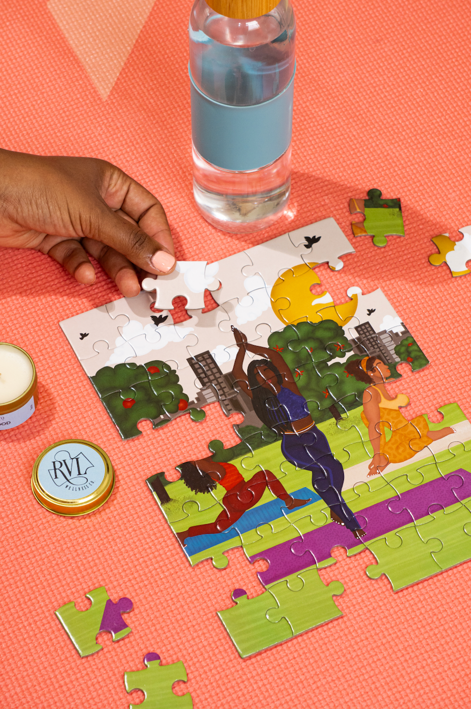 Yoga In The Park | 48 Piece Puzzle & Candle Gift Set