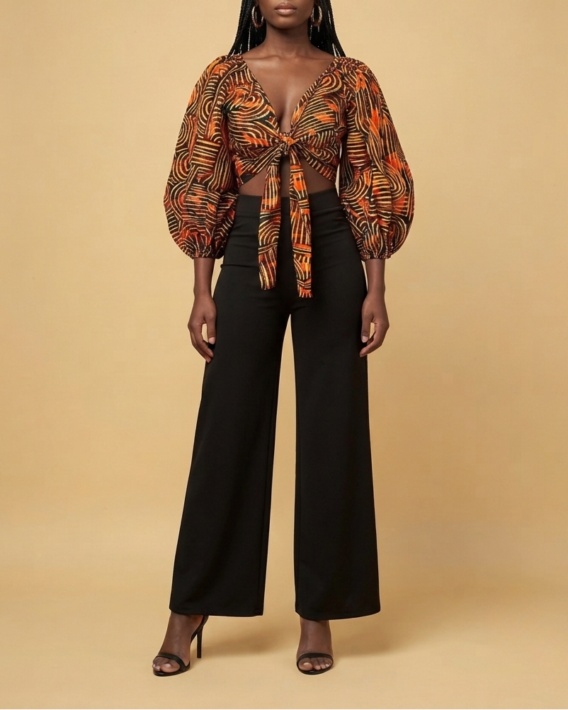 African Print Two Way Wrap Top