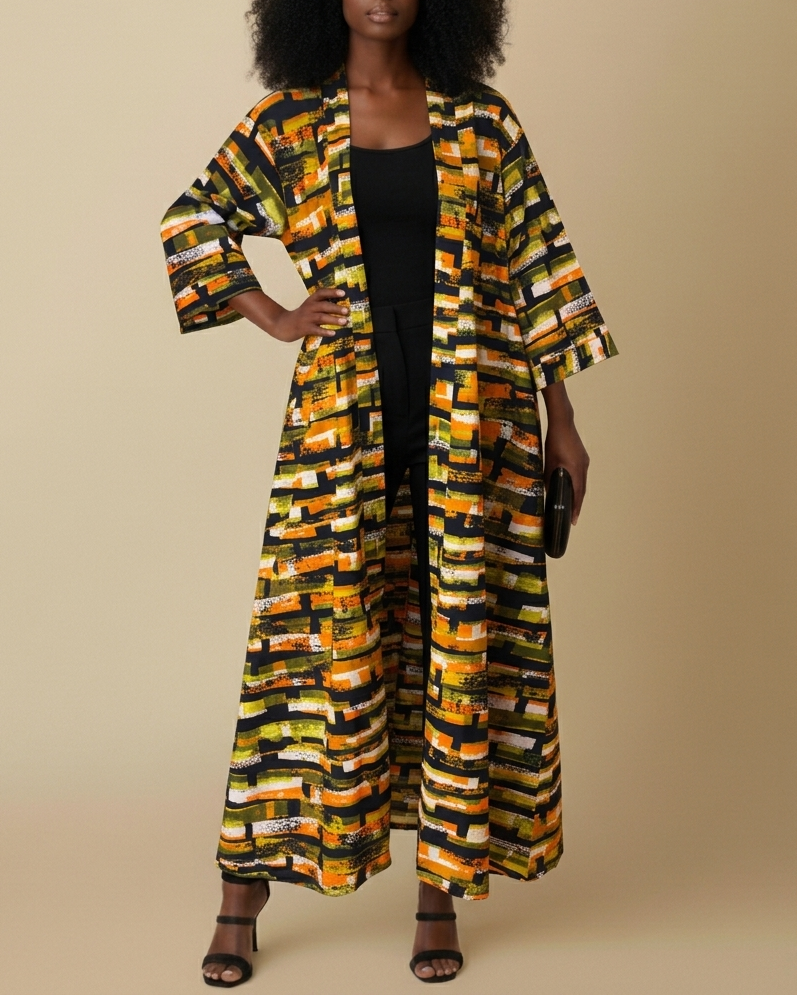 African Print Maxi Kimono