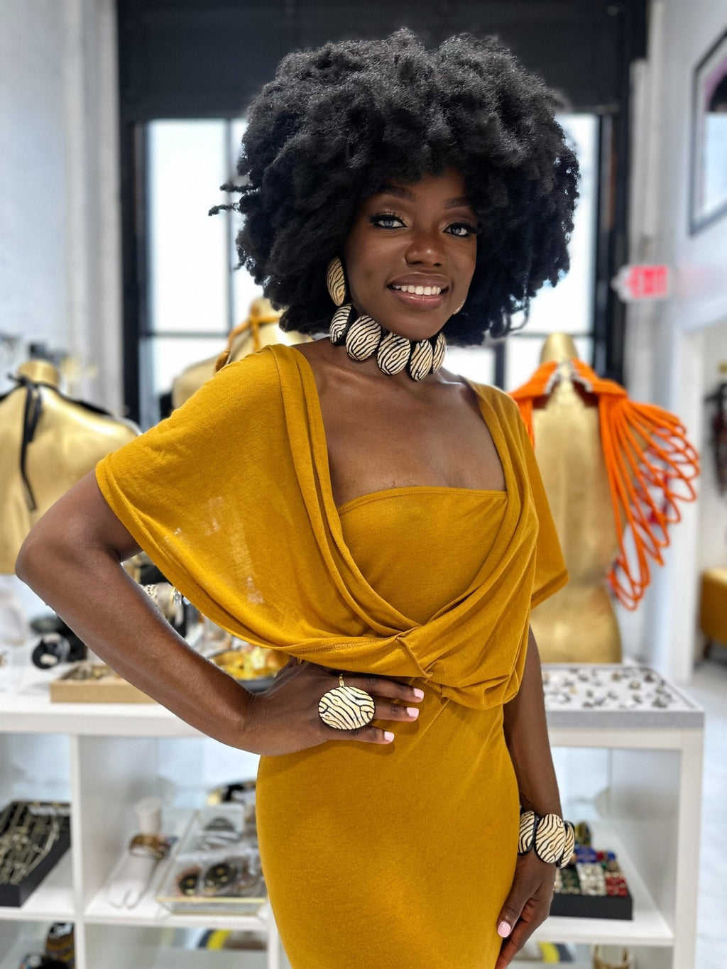 Afro Safari Horn Print Choker Necklace