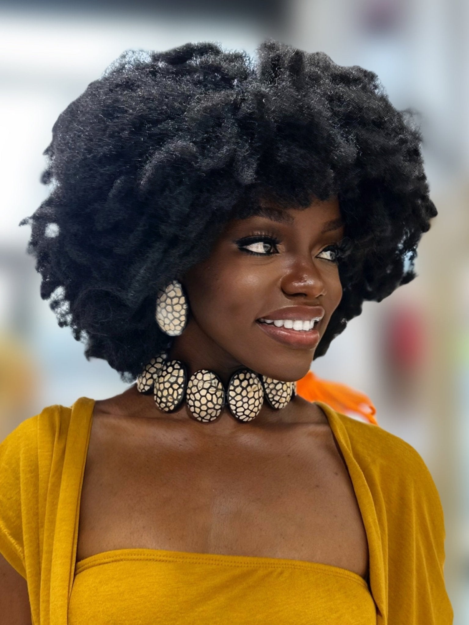 Afro Safari Horn Print Choker Necklace