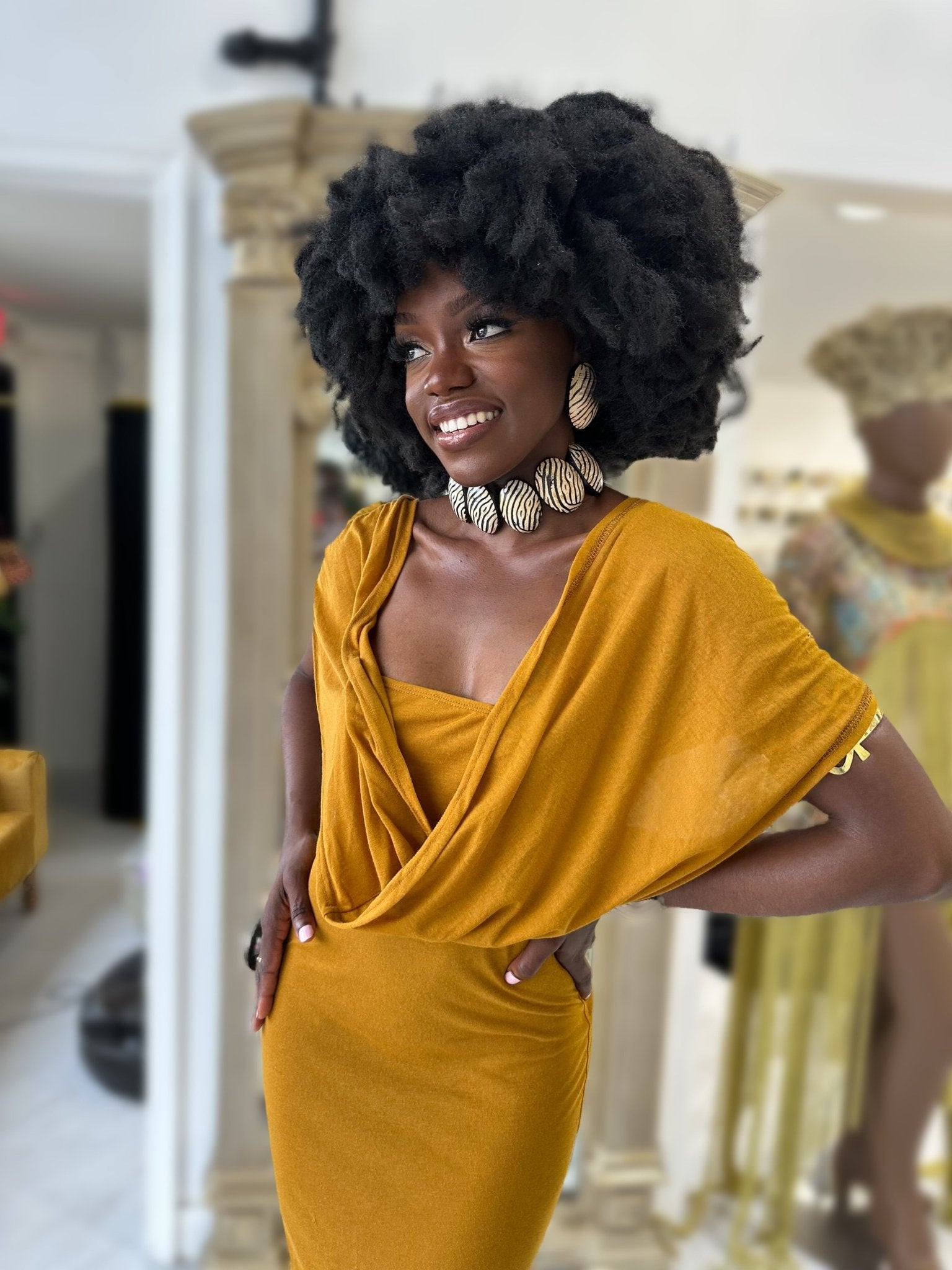 Afro Safari Horn Print Choker Necklace