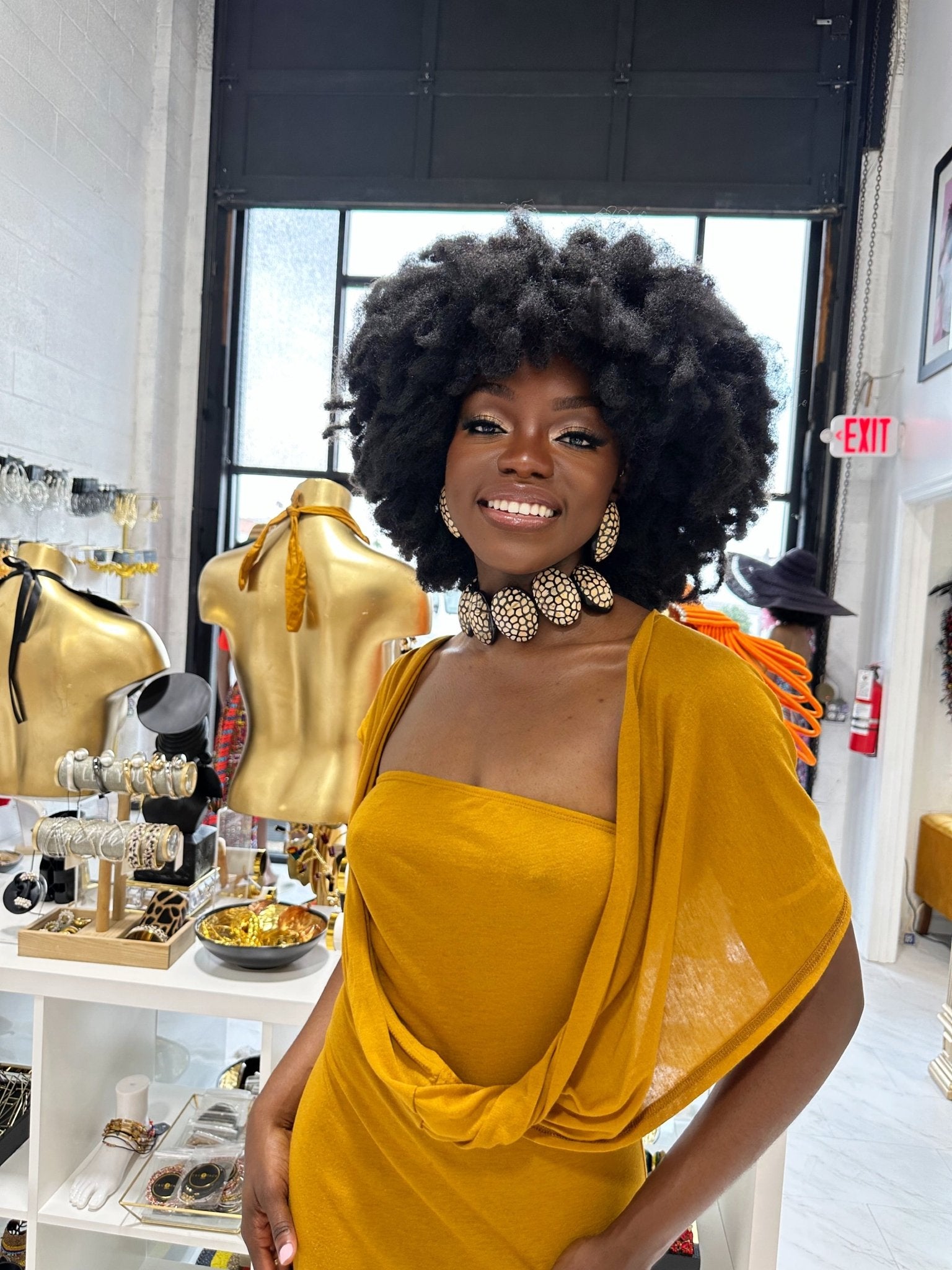 Afro Safari Horn Print Choker Necklace