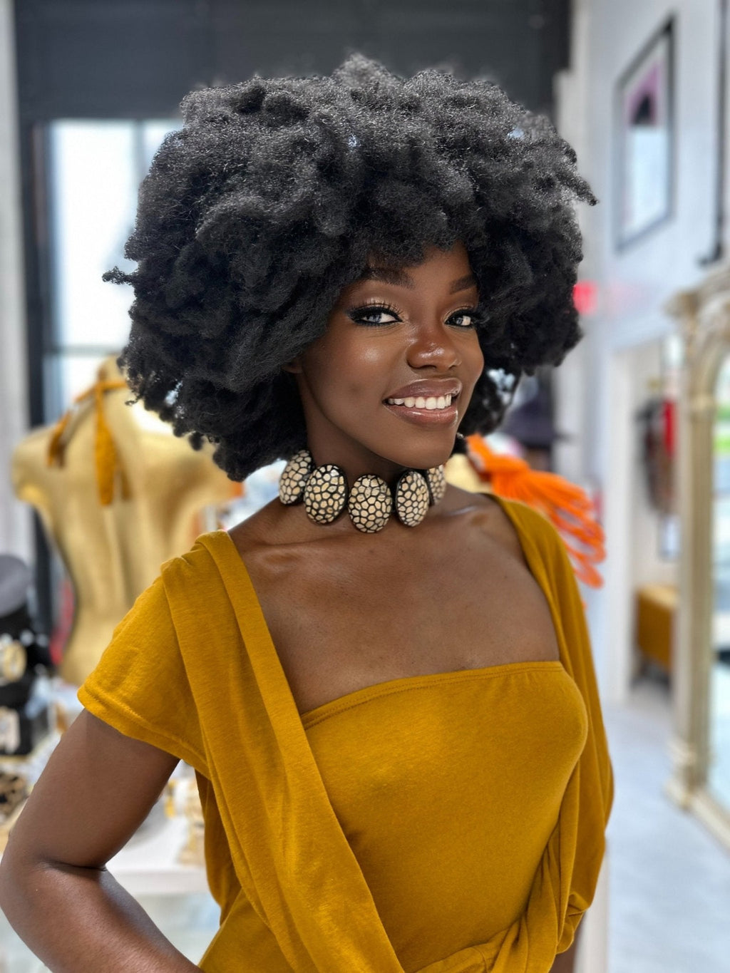 Afro Safari Horn Print Choker Necklace