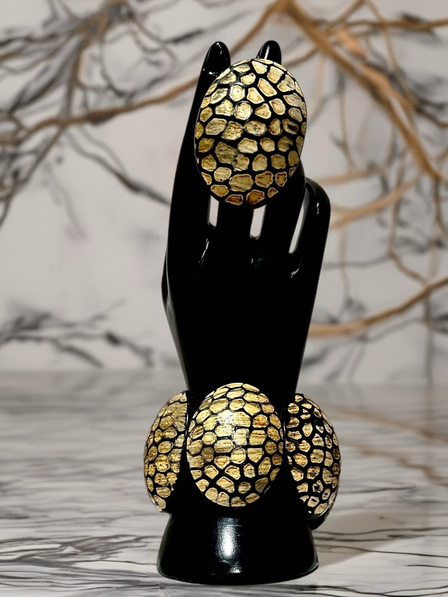 Afro Safari Horn Ring Oval - Tortoise Mosaic Ring