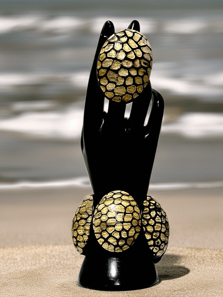 Afro Safari Horn Ring Oval - Tortoise Mosaic Ring