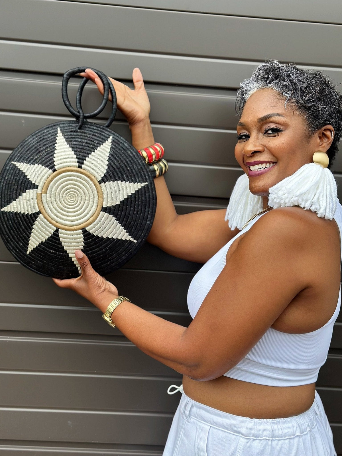 Agaseke Luxe Woven Clamshell Bag