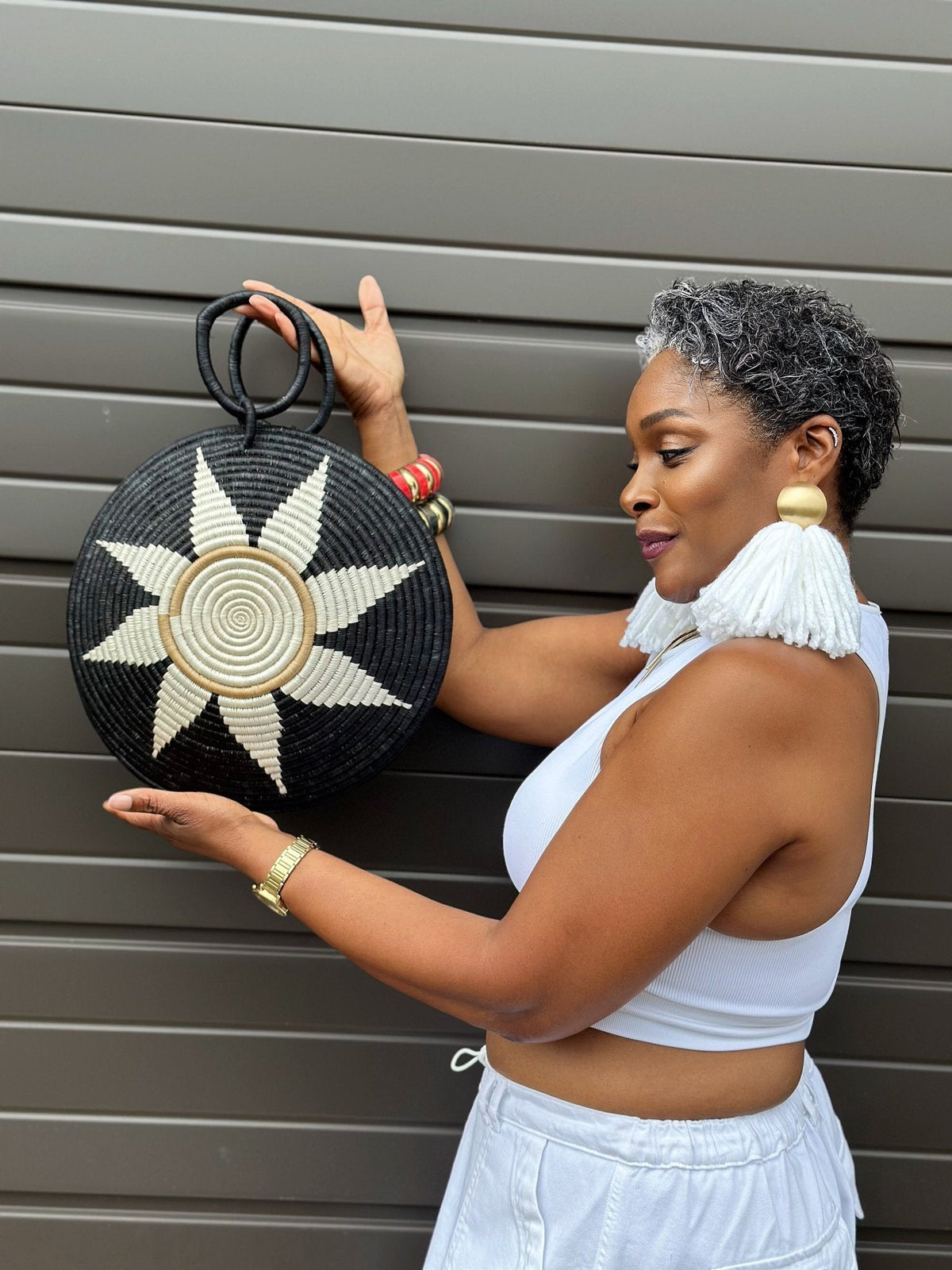 Agaseke Luxe Woven Clamshell Bag