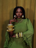 Aye Wura Gold Foil Chunky Wood Bangle