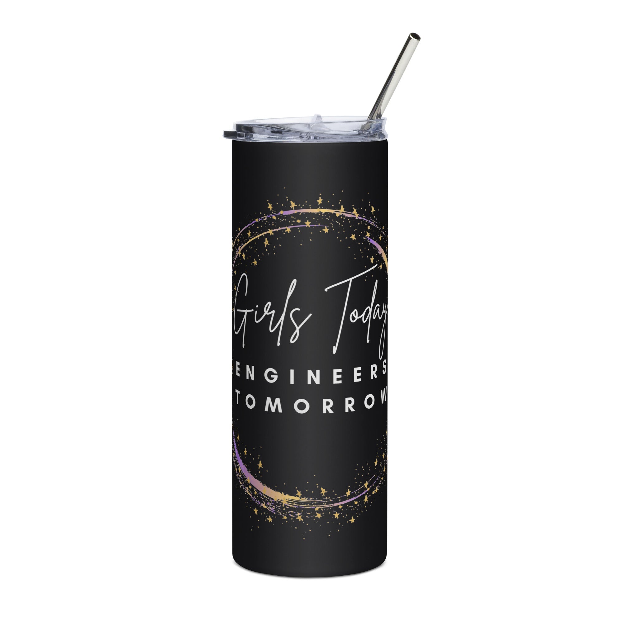 Girls Today Engineers Tomorrow Slim Steel Tumbler - Black