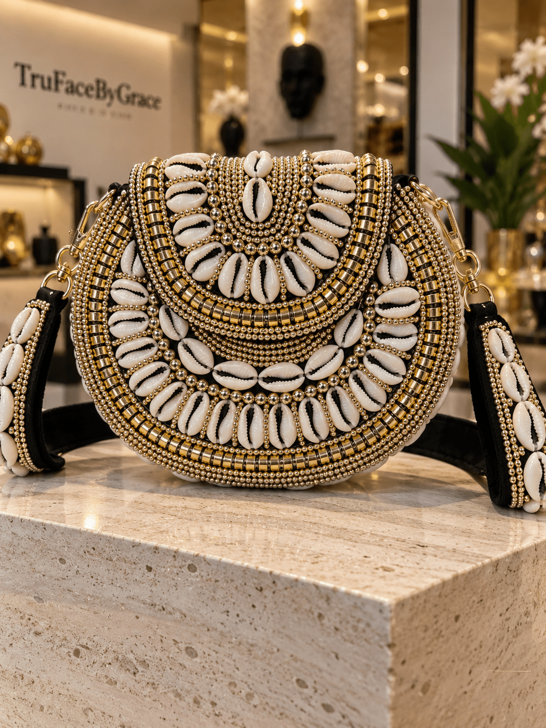 Bahari Luxe Cowry Shell Clutch