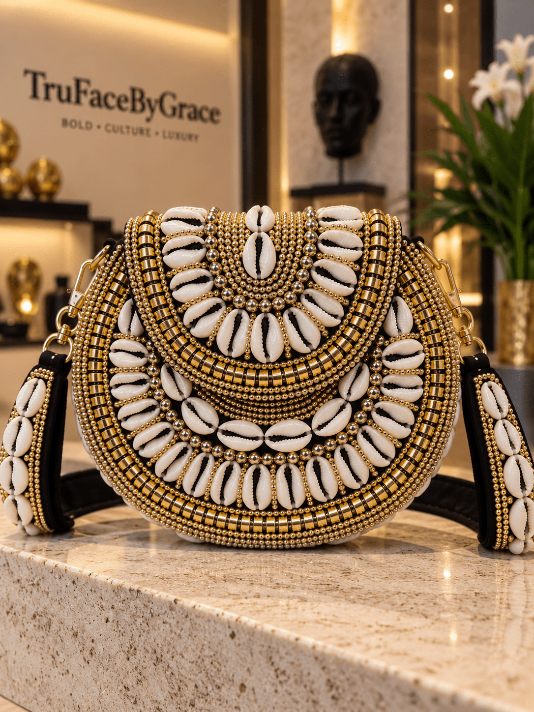 Bahari Luxe Cowry Shell Clutch