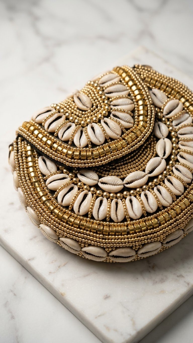 Bahari Luxe Cowry Shell Clutch
