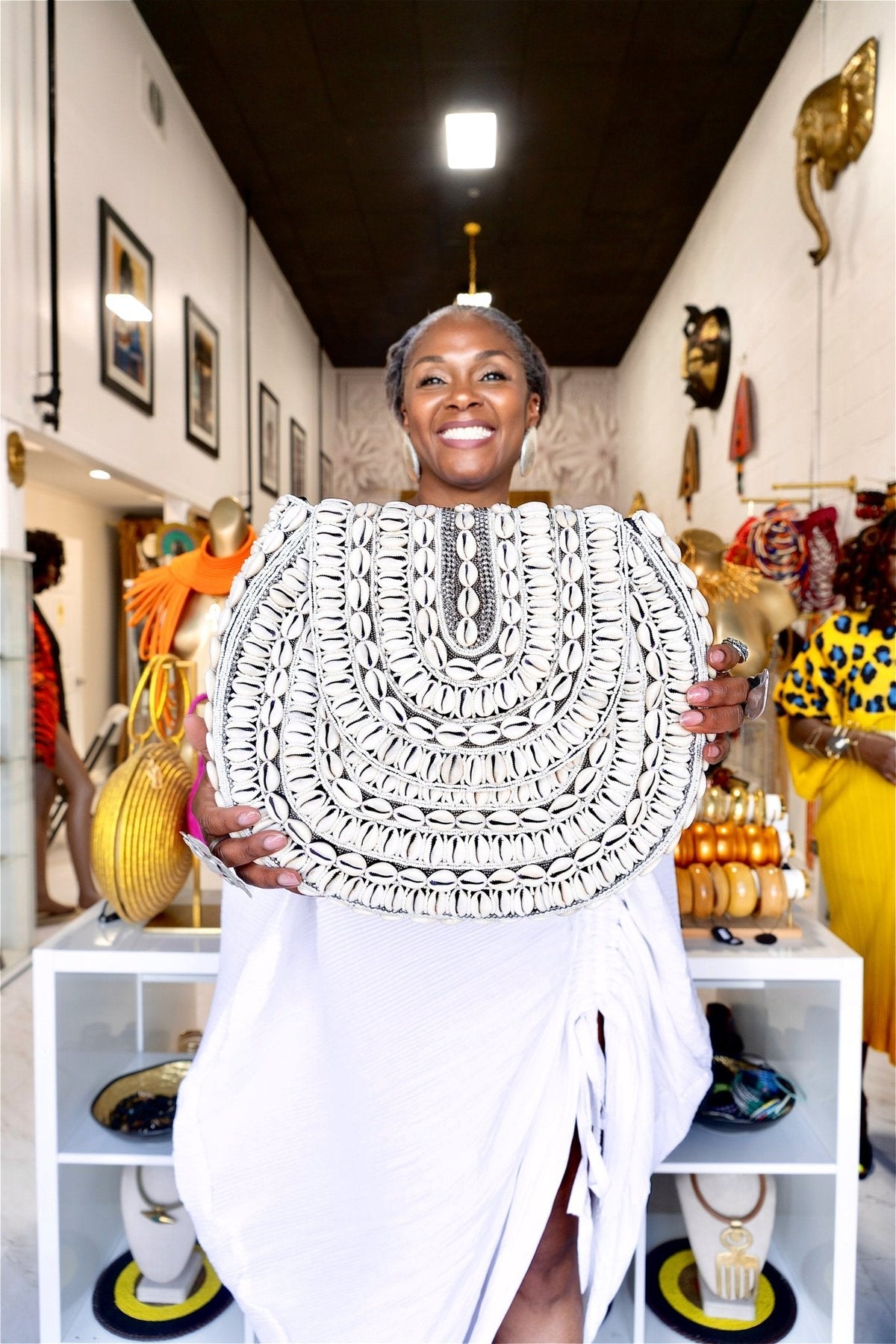 Bahari Luxe Cowry Shell Clutch