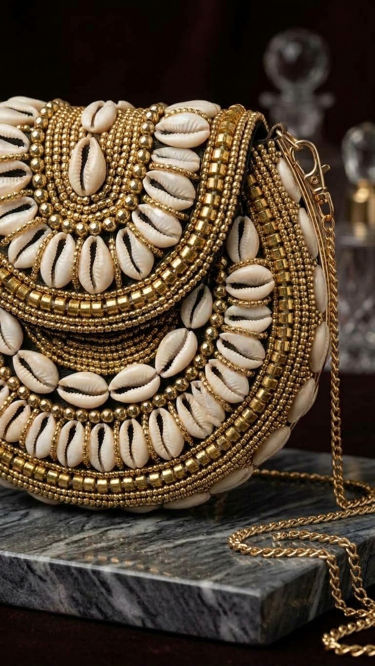 Bahari Luxe Cowry Shell Clutch