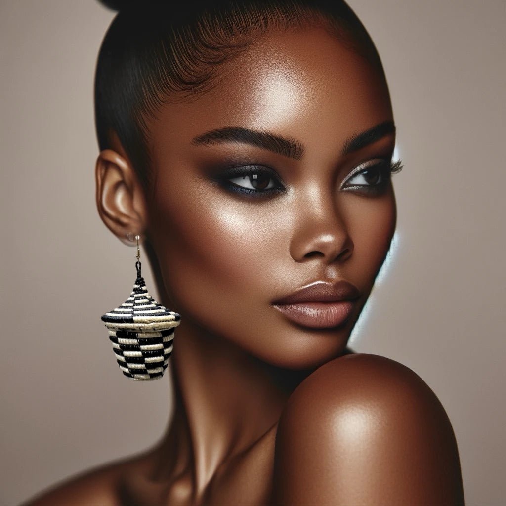 Bambaro Basket Earring - Off White/black