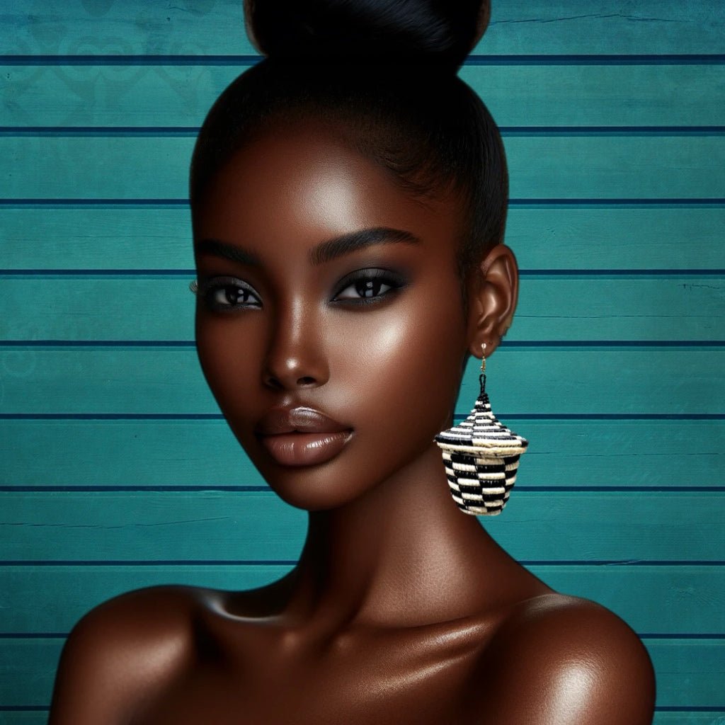 Bambaro Basket Earring - Off White/black