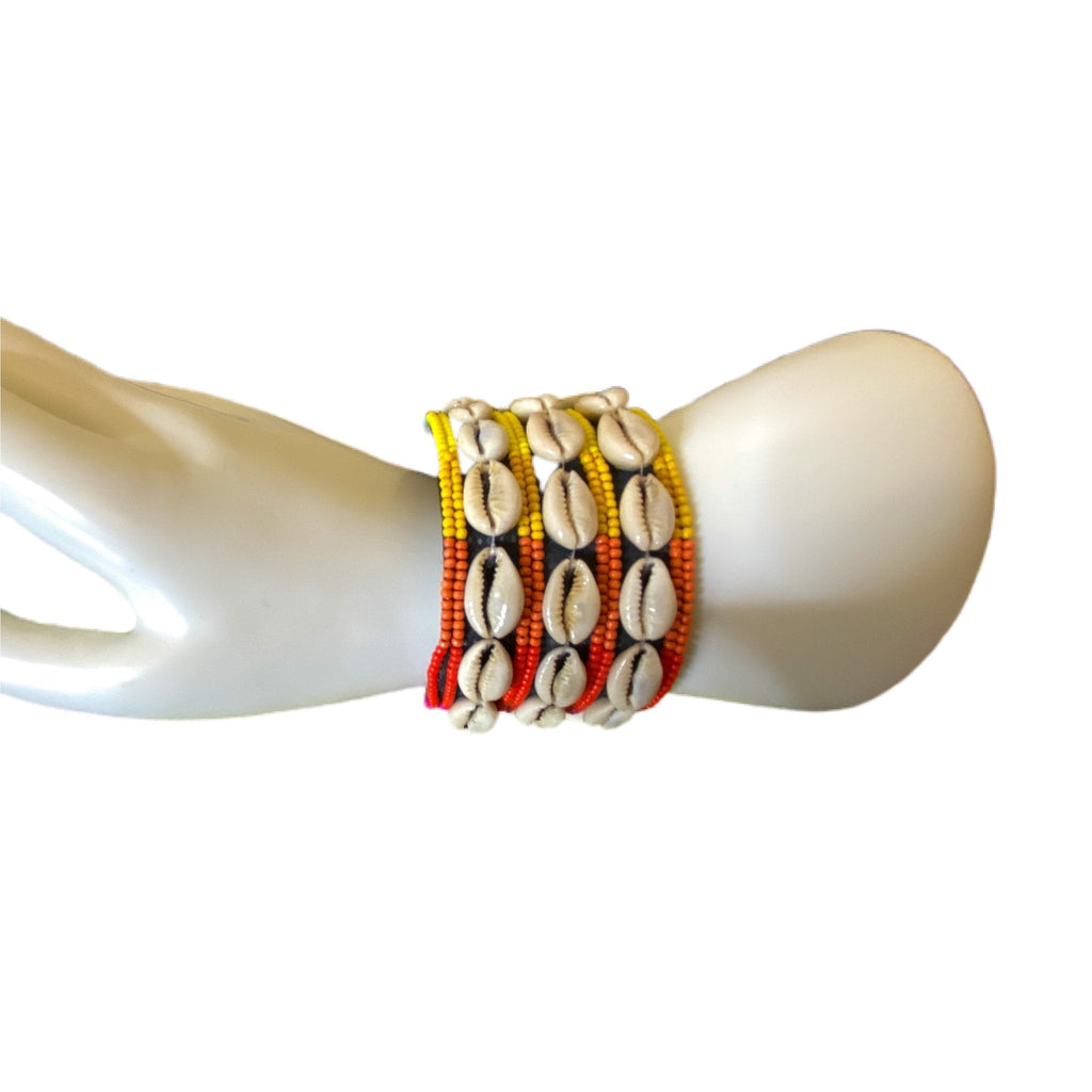 Bead and Cowry Shell Bracelet/Cuff