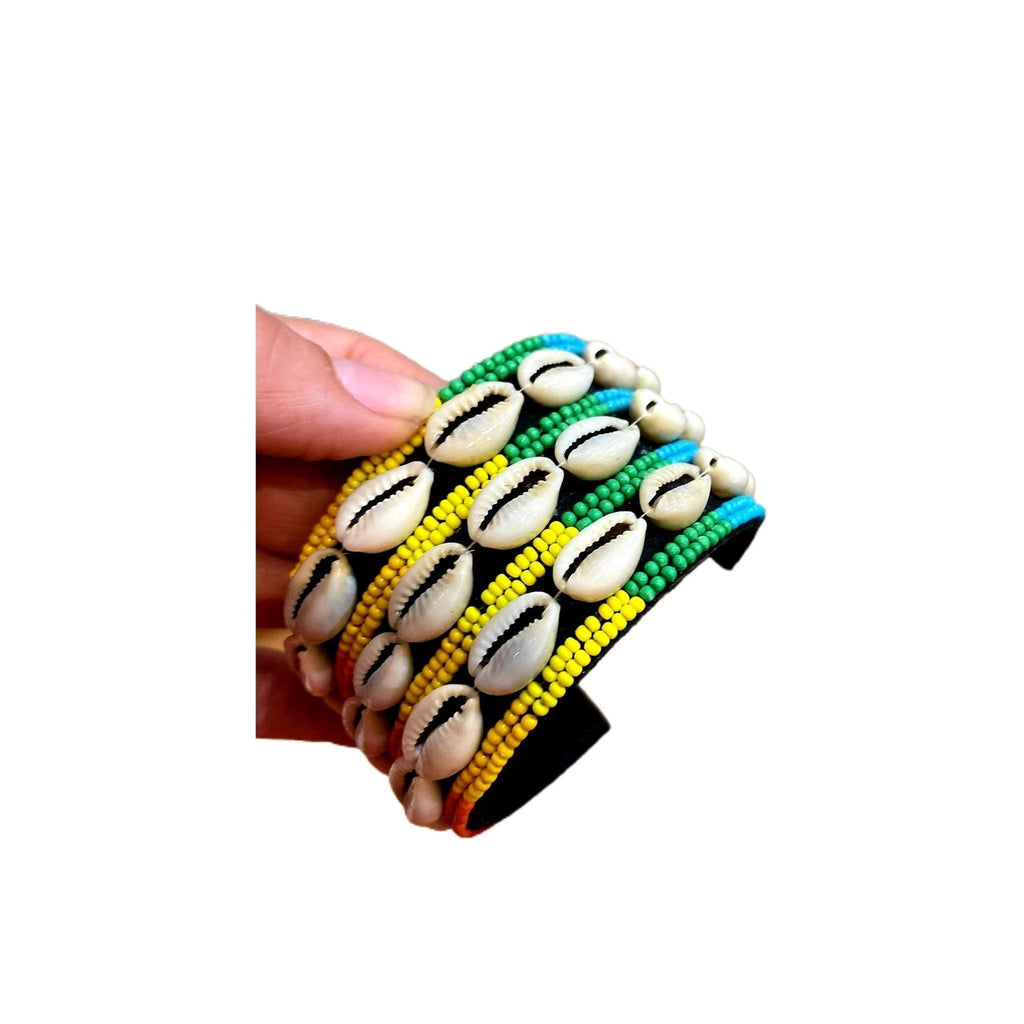 Bead and Cowry Shell Bracelet/Cuff