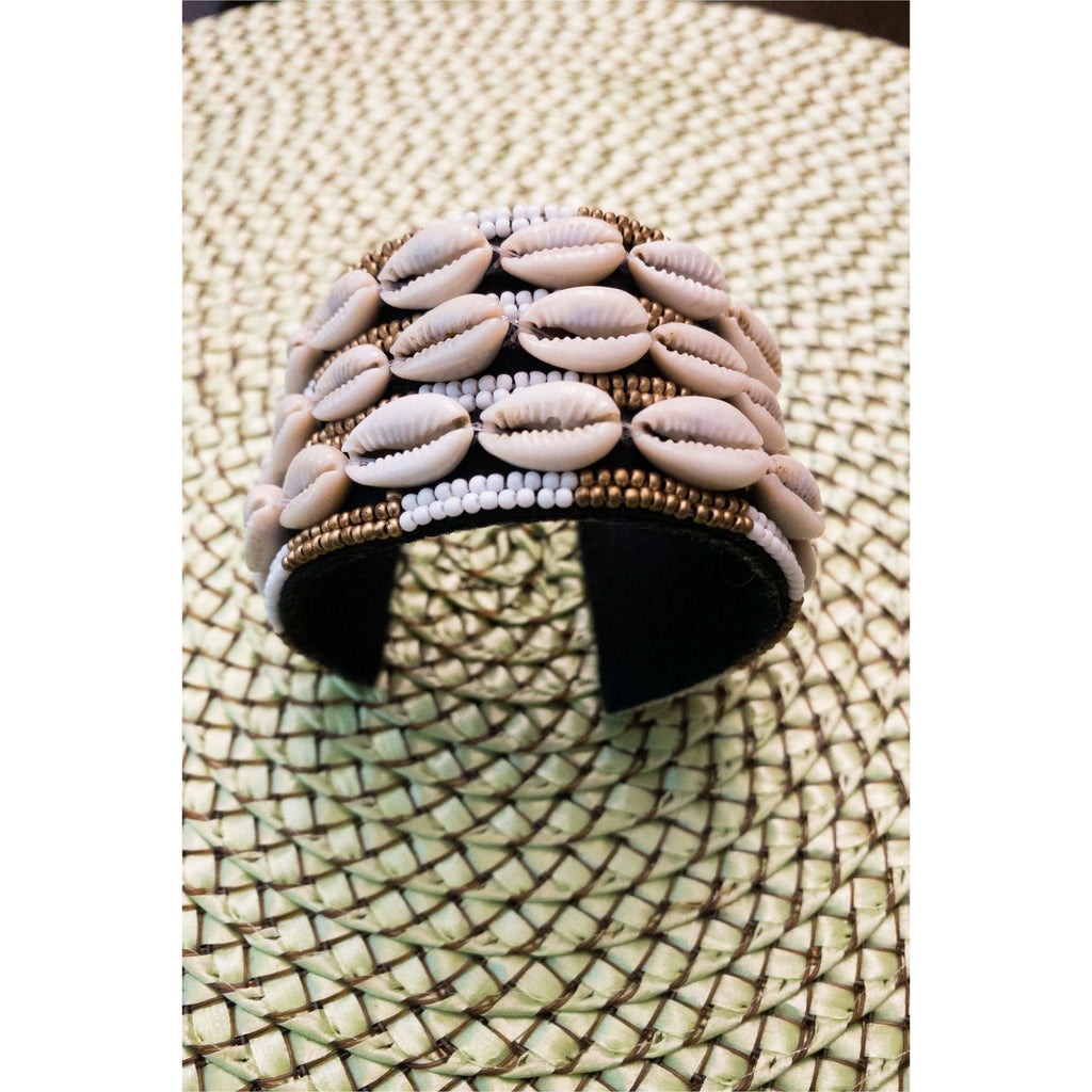 Bead and Cowry Shell Bracelet/Cuff