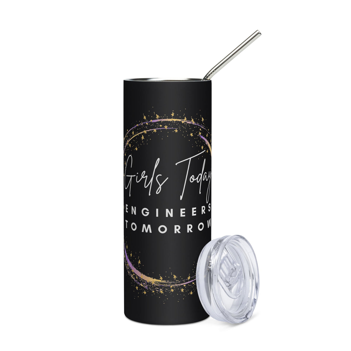 Girls Today Engineers Tomorrow Slim Steel Tumbler - Black