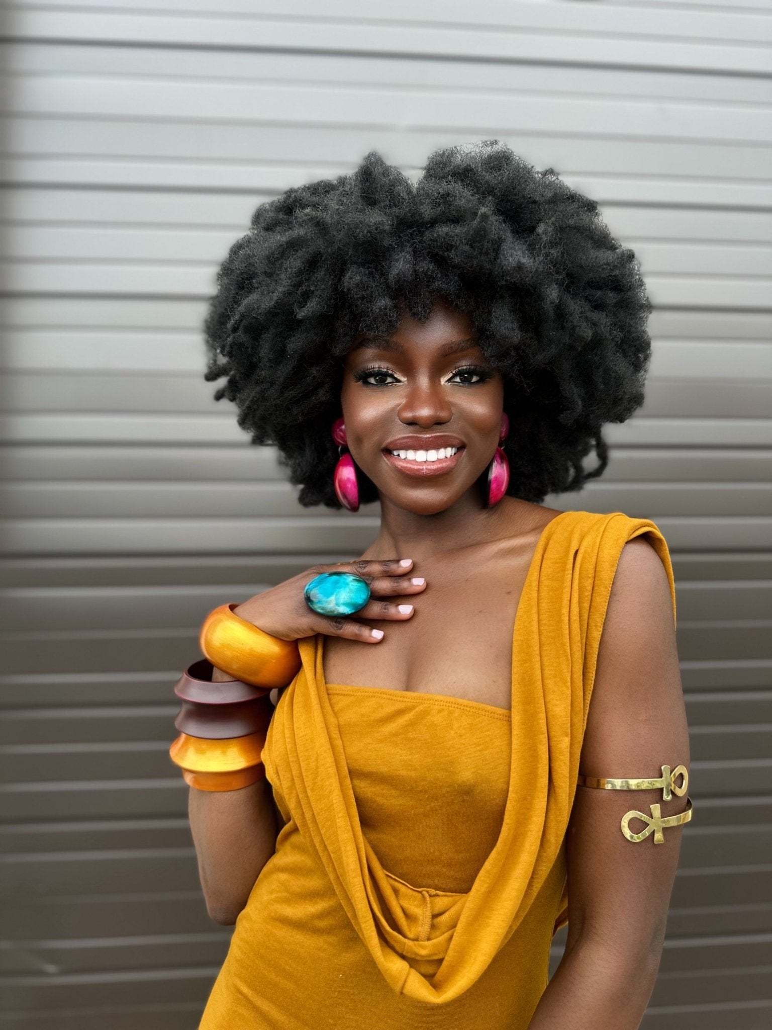 Cerise Series: Afro Color Pop Horn Drop Earrings